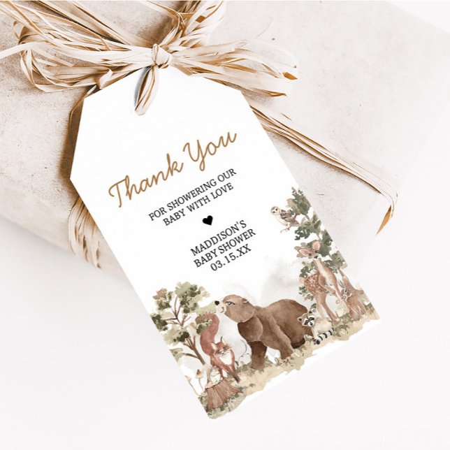 Das Abenteuer der Waldtiere erwartet die Liebesmar Geschenkanhänger (Adventure Awaits Woodland Animals Baby Shower Favor Tags)
