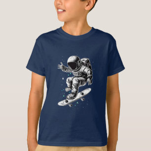 Das Abenteuer des Astronauten auf dem kosmischen S T-Shirt