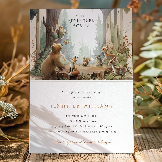 Das Abenteuer erwartet die Woodland Baby Dusche Einladung (Von Creator hochgeladen)