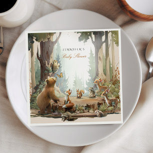 Das Abenteuer erwartet die Woodland Baby Dusche Serviette