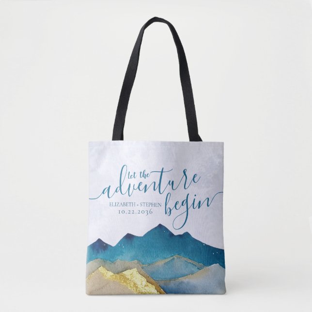 Das Abenteuer fängt Wasserfarbengebirge Hochzeiten Tasche (Vorderseite)