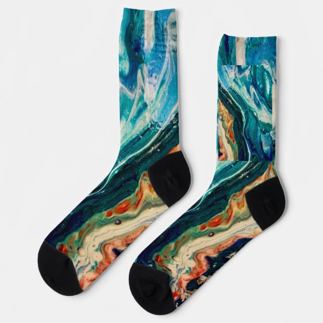 Das abstrakte Gemälde von Eis und Fisch Socken (Linkes Detail)