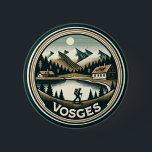 Das Abzeichen Vogesen-Frankreich Button<br><div class="desc">Die Vogesen im Vektorkunststil. Die Vogesen sind eine Reihe mittelgroßer Berge in Ostfrankreich,  nahe der deutschen Grenze.</div>