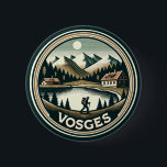 Das Abzeichen Vogesen-Frankreich Button<br><div class="desc">Die Vogesen im Vektorkunststil. Die Vogesen sind eine Reihe mittelgroßer Berge in Ostfrankreich,  nahe der deutschen Grenze.</div>