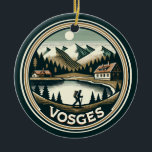 Das Abzeichen Vogesen-Frankreich Keramik Ornament<br><div class="desc">Die Vogesen im Vektorkunststil. Die Vogesen sind eine Reihe mittelgroßer Berge in Ostfrankreich,  nahe der deutschen Grenze.</div>