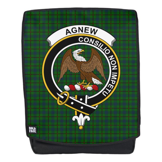 Das Agnew Hunti Clan Wappen Tartan Kariert Rucksack (Vorderseite)