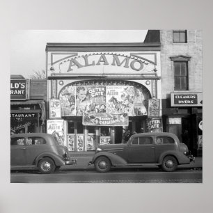 Das Alamo Kino, 1937. Antikes Foto Poster