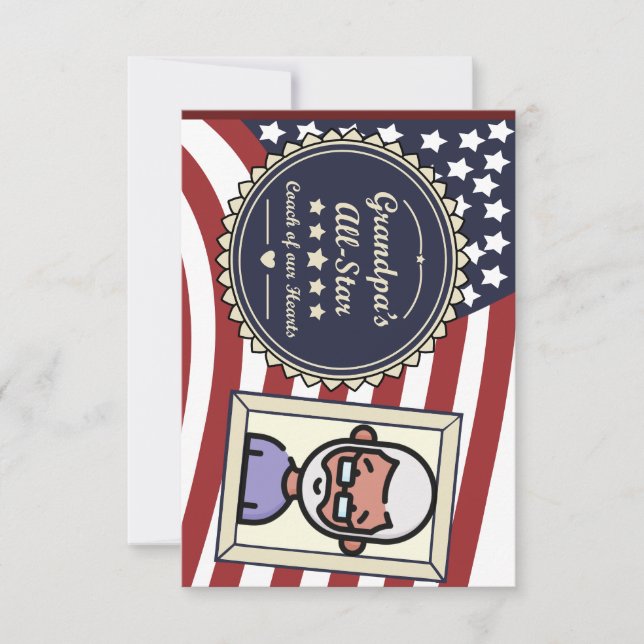 Das All-Star-Abzeichen USA-Flaggendesign der Opa Dankeskarte (Vorderseite)