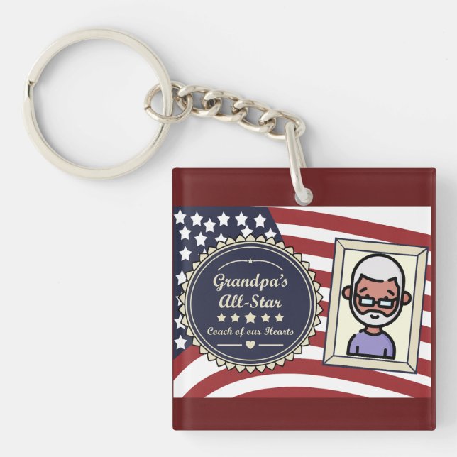 Das All-Star-Abzeichen USA-Flaggendesign der Opa Schlüsselanhänger (Vorderseite)