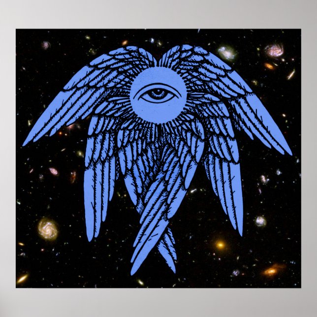 Das Allersehende in Blau Poster (Vorne)