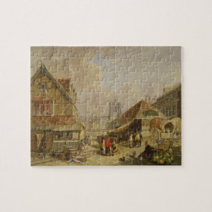 Das alte Fishmarket, Norwich, 1825 (Öl auf Platte