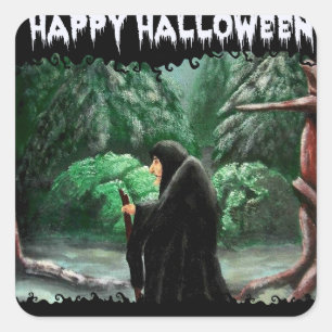Das alte kronenförmige Halloween-Sticker Quadratischer Aufkleber
