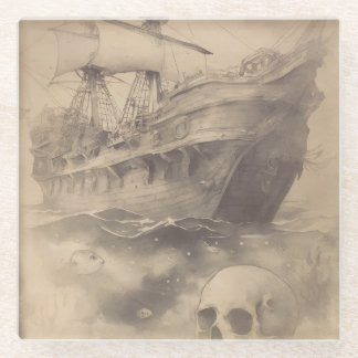 Das alte vergessene Schiff Glasuntersetzer