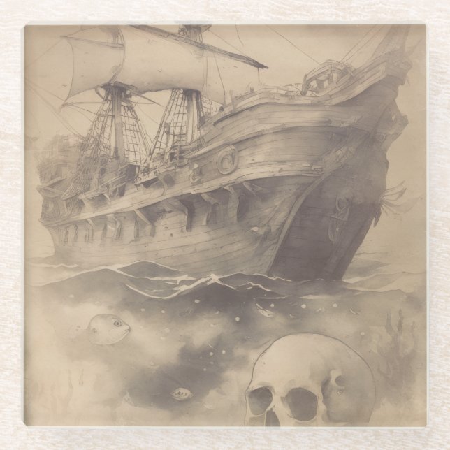 Das alte vergessene Schiff Glasuntersetzer (Vorderseite)