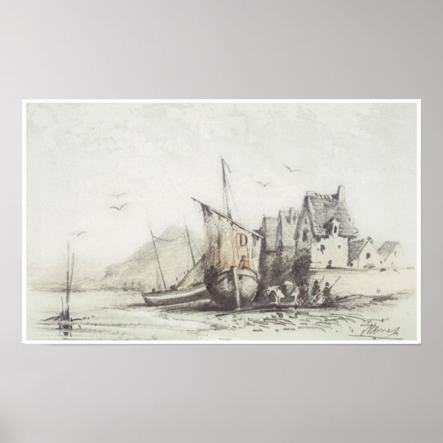Das alte Viertel "Le Pollet" von Dieppe, 1856-57 Poster (Vorne)