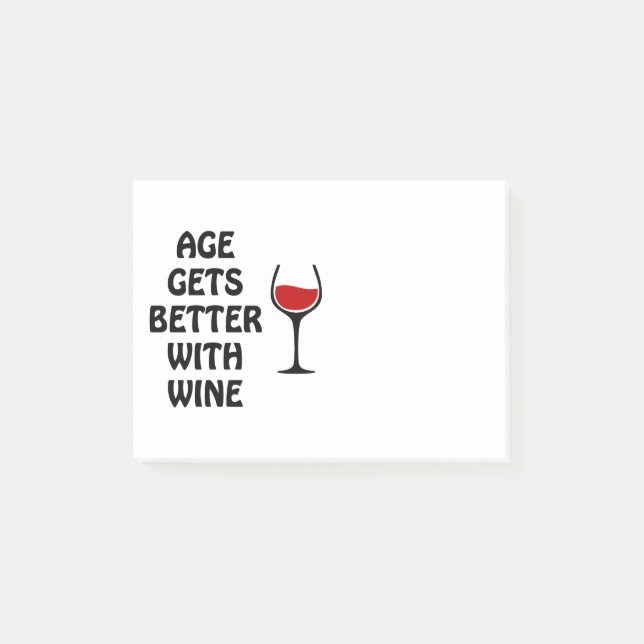Das Alter wird mit Wein besser Post-it Klebezettel (Vorderseite)