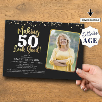 Das Alter zum Geburtstag eines guten Schwarz-Gold- Einladung