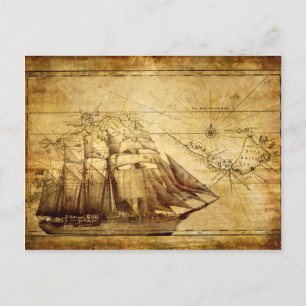 Das älteste Schiff der Weltkarte Postkarte