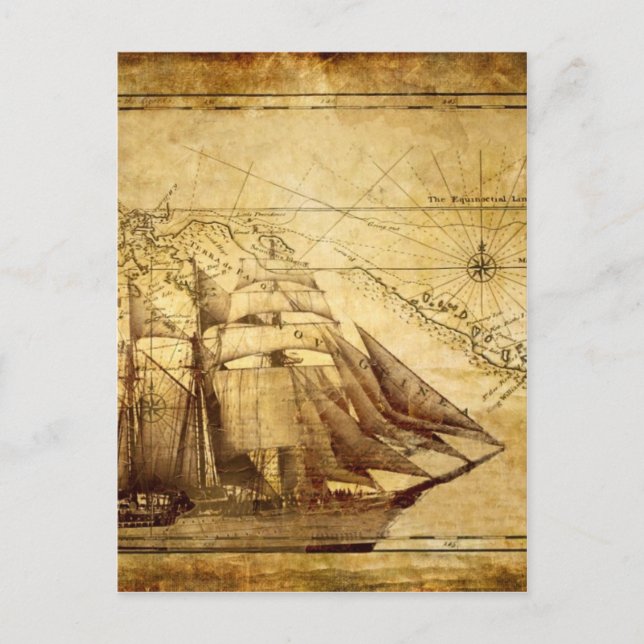 Das älteste Schiff der Weltkarte Postkarte (Vorderseite)