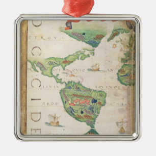 Das Amerika, Detail von Weltatlas, 1565 Ornament Aus Metall