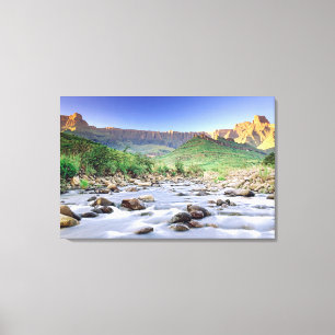 Das Amphitheater und der Fluss Tugela in Drakensbe Leinwanddruck