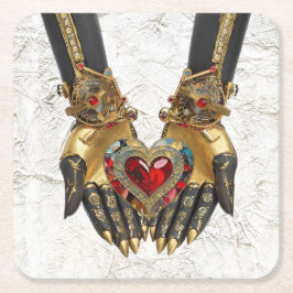 Das Angebot - Herz in den Händen Rechteckiger Pappuntersetzer