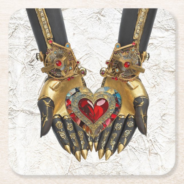 Das Angebot - Herz in den Händen Rechteckiger Pappuntersetzer (Vorderseite)