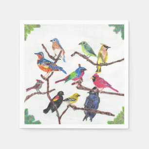 Das Ansammlungs-bunte Singvogel-Set der Servietten