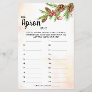 Das Apron Game Weihnachten Brautparty-Spielkarte Flyer