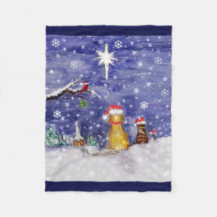 Das Aquarell der Tiere Weihnachts Fleecedecke