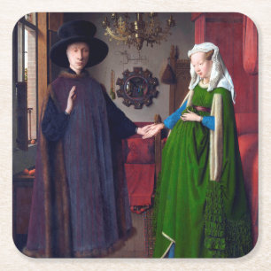 Das Arnolfini-Portrait, Jan van Eyck Rechteckiger Pappuntersetzer