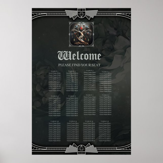Das Art Deco-Design des Baums des Lebens. Poster (Vorne)