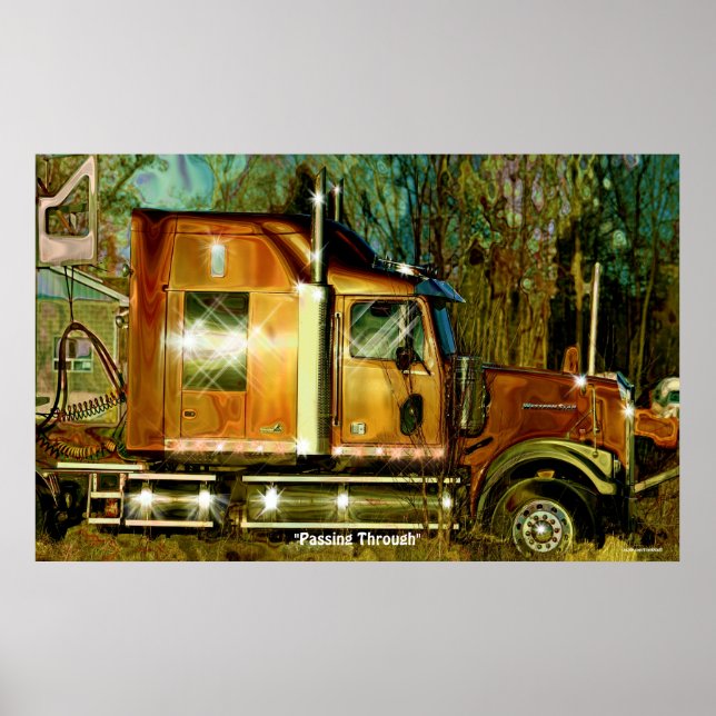 Das Art Poster des Sunlit Freight Truck Truckfahre (Vorne)