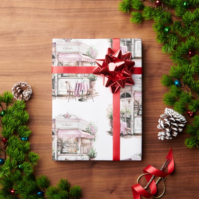 Das ästhetische Französisch-Café, Vintag, Geschenkpapier (Feiertagsgeschenk)
