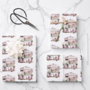 Das ästhetische Französisch-Café, Vintag, Geschenkpapier Set