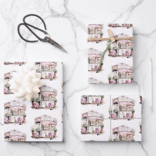 Das ästhetische Französisch-Café, Vintag, Geschenkpapier Set (Vorderseite)