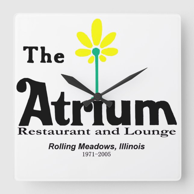 Das Atrium Restaurant, Wiesen, IL Quadratische Wanduhr (Vorderseite)