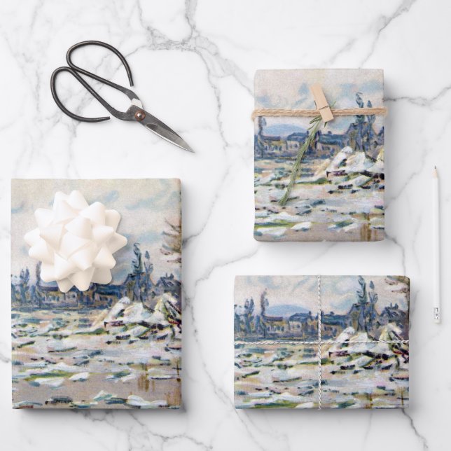 Das Aufbrechen des Eises von Claude Monet Geschenkpapier Set (Vorderseite)