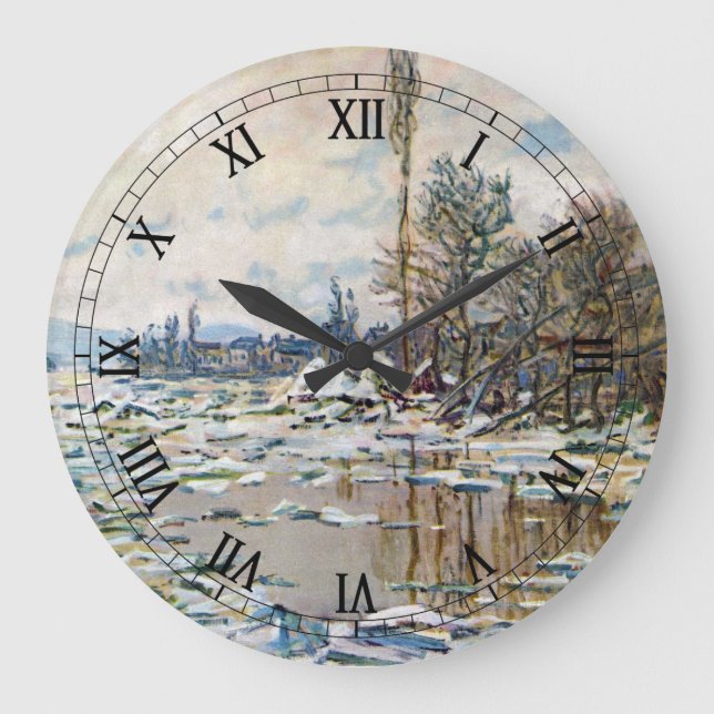 Das Aufbrechen des Eises von Claude Monet Große Wanduhr (Vorderseite)