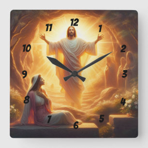 Das Auferstehungslicht: Jesus Christus aufersteht Quadratische Wanduhr