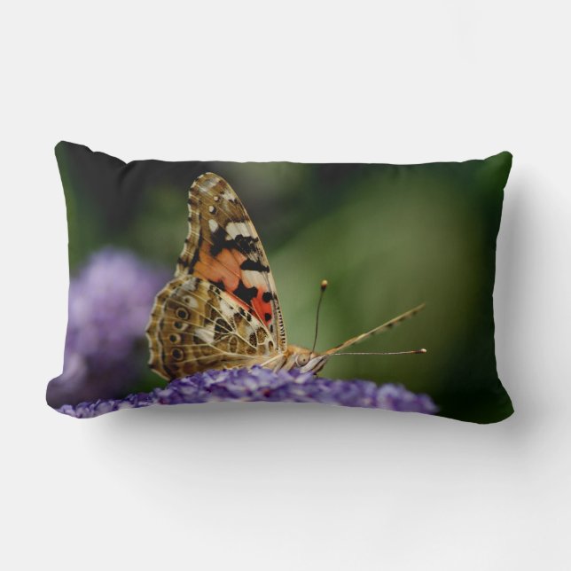 Das Aufpassen und wartete Schmetterling Lendenkissen (Vorderseite)
