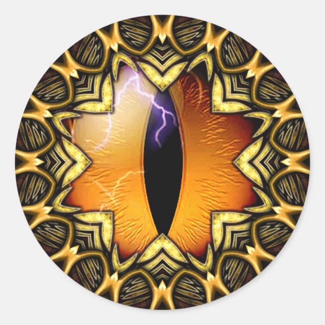 Das Auge des goldenen Drachen Runder Aufkleber (Vorderseite)
