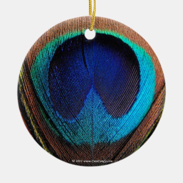 Das Auge des Pfauenfeders Nah-up Keramik Ornament (Vorne)