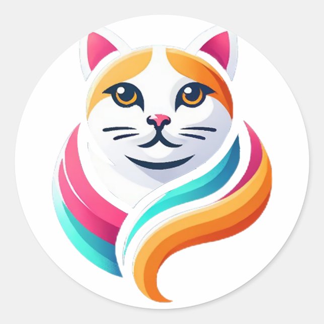 Das Auge fängt das katzengrafische Design mit glat Runder Aufkleber (Vorderseite)