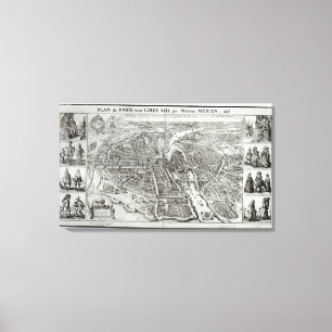 Das Augen-Plan des Vogels von Paris, 1615 Leinwanddruck