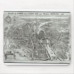 Das Augen-Plan des Vogels von Paris, 1615 Mousepad