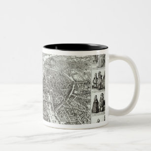 Das Augen-Plan des Vogels von Paris, 1615 Zweifarbige Tasse