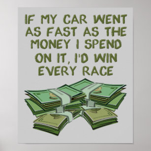Das Auto-Auto fährt schnell wie Geld lustige Plaka Poster
