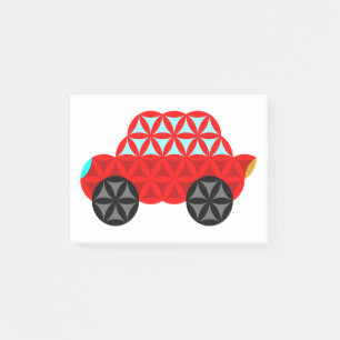 Das Auto des Lebens - Heilige Formen A3, rot. Post-it Klebezettel