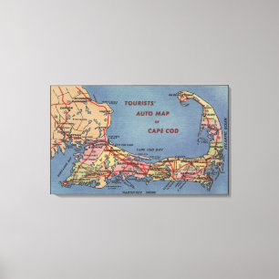Das Auto-Karte der Touristen von Cape Cod Leinwanddruck